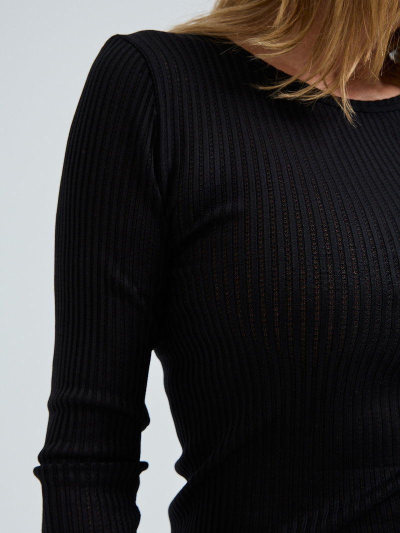 Seamless Basic Silky Alma | Seide L/S T-Shirt Black