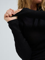 Seamless Basic Silky Alma | Seide L/S T-Shirt Black