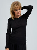 Seamless Basic Silky Alma | Seide L/S T-Shirt Black