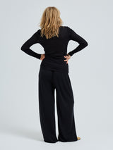 Seamless Basic Silky Alma | Seide L/S T-Shirt Black