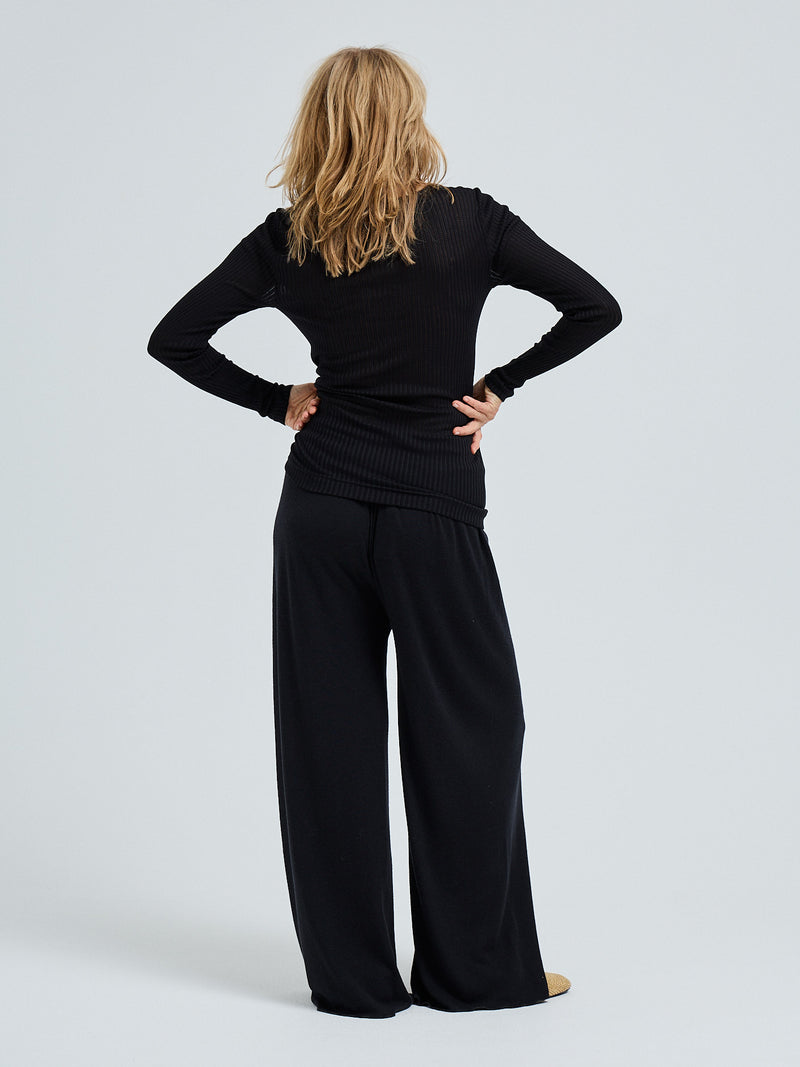 Seamless Basic Silky Alma | Seide L/S T-Shirt Black