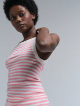 Seamless Basic Silky Daze | Seide Strap Top Pink/Off-White