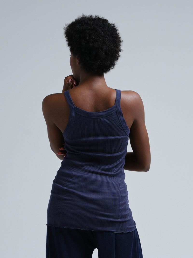 Seamless Basic Silky Daze | Seide Strap Top Navy
