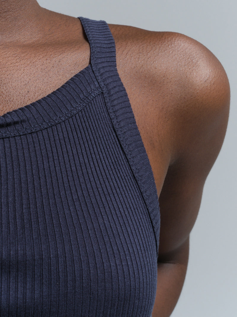 Seamless Basic Silky Daze | Seide Strap Top Navy