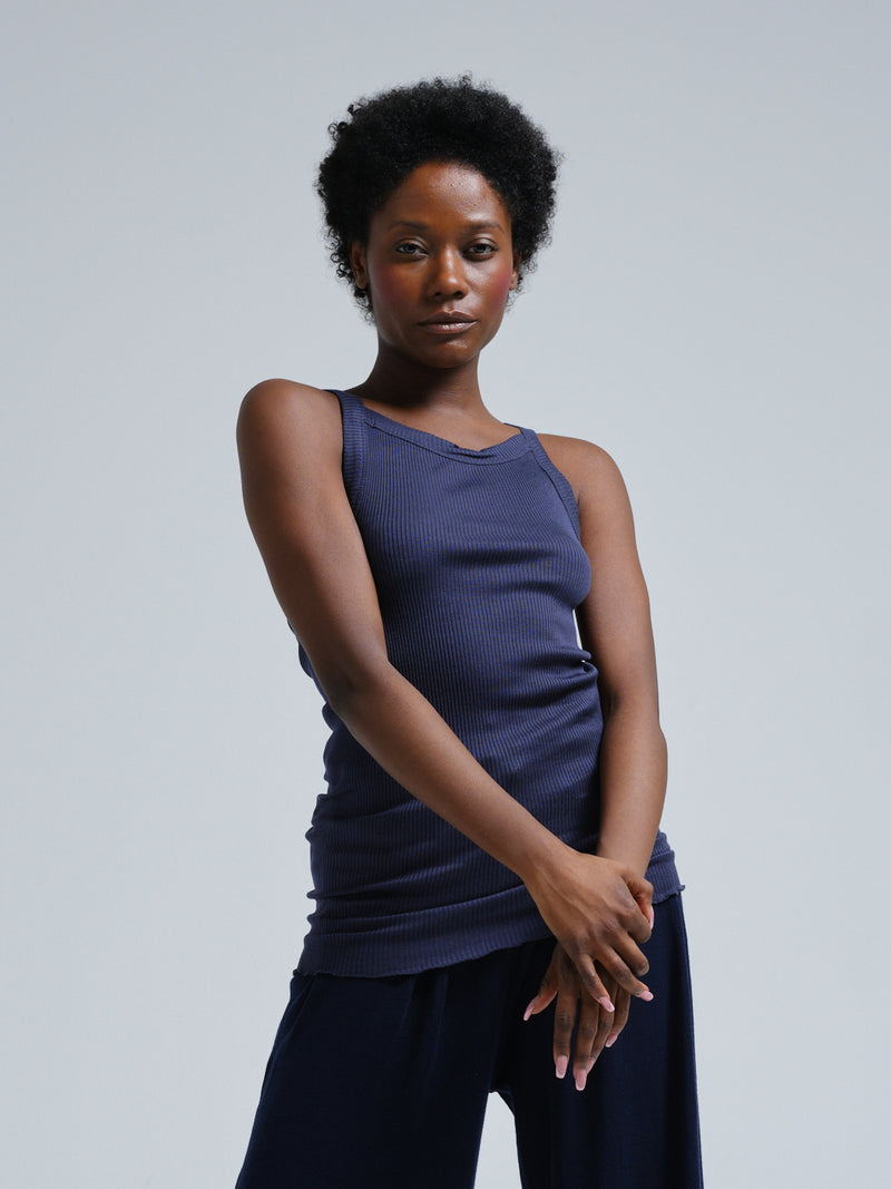 Seamless Basic Silky Daze | Seide Strap Top Navy