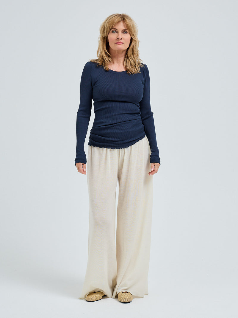 Seamless Basic Silky Fiore | Seide Blouse Navy