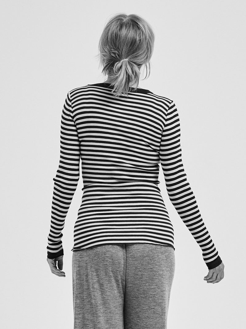 Seamless Basic Silky Fiore | Seide Blouse Navy/Off-white