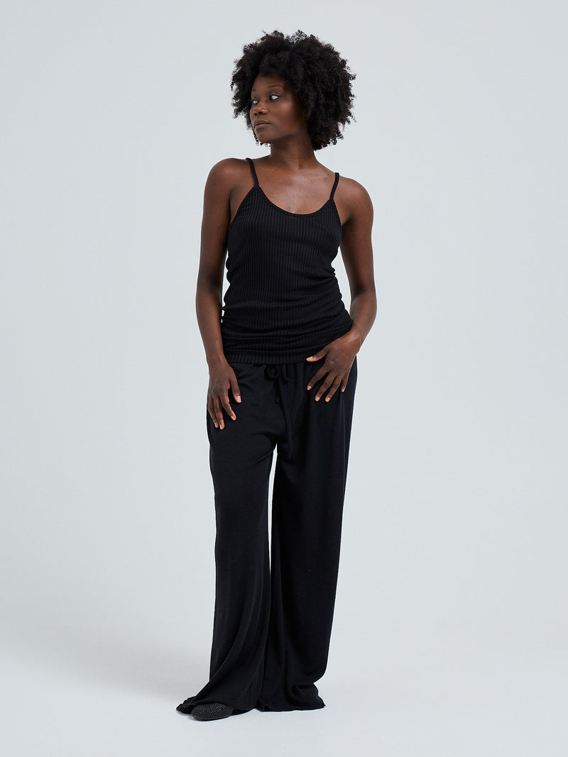 Seamless Basic Silky Sofia | Seide Strap Top Black