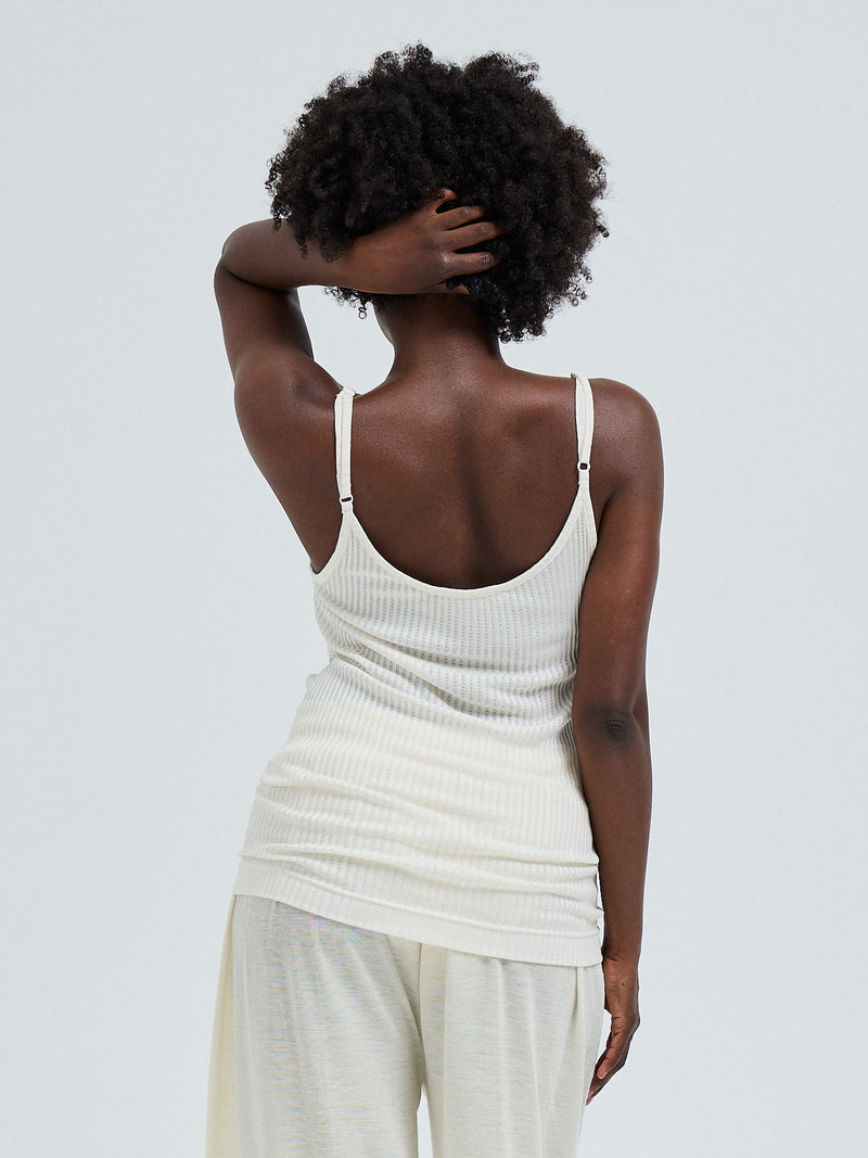 Seamless Basic Silky Sofia | Seide Strap Top Off-White