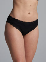 Seamless Basic Silky Tanga | Seide 2-pack Panties Black