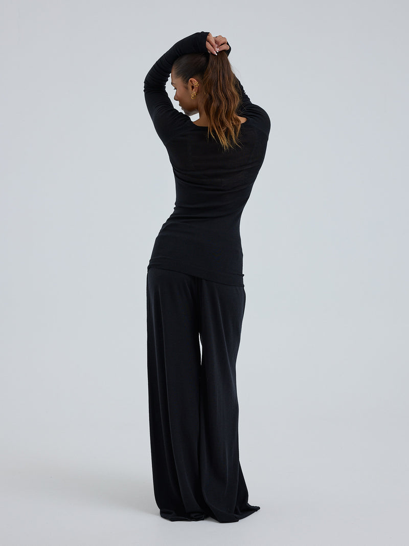 Seamless Basic Woolen Barbera | Merinowolle Pants Black