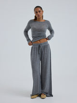 Seamless Basic Woolen Barbera | Merinowolle Pants Grey Melange