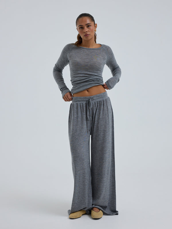 Seamless Basic Woolen Barbera | Merinowolle Pants Grey Melange