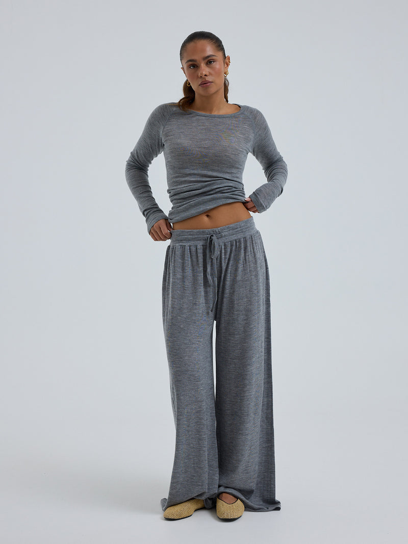 Seamless Basic Woolen Barbera | Merinowolle Pants Grey Melange