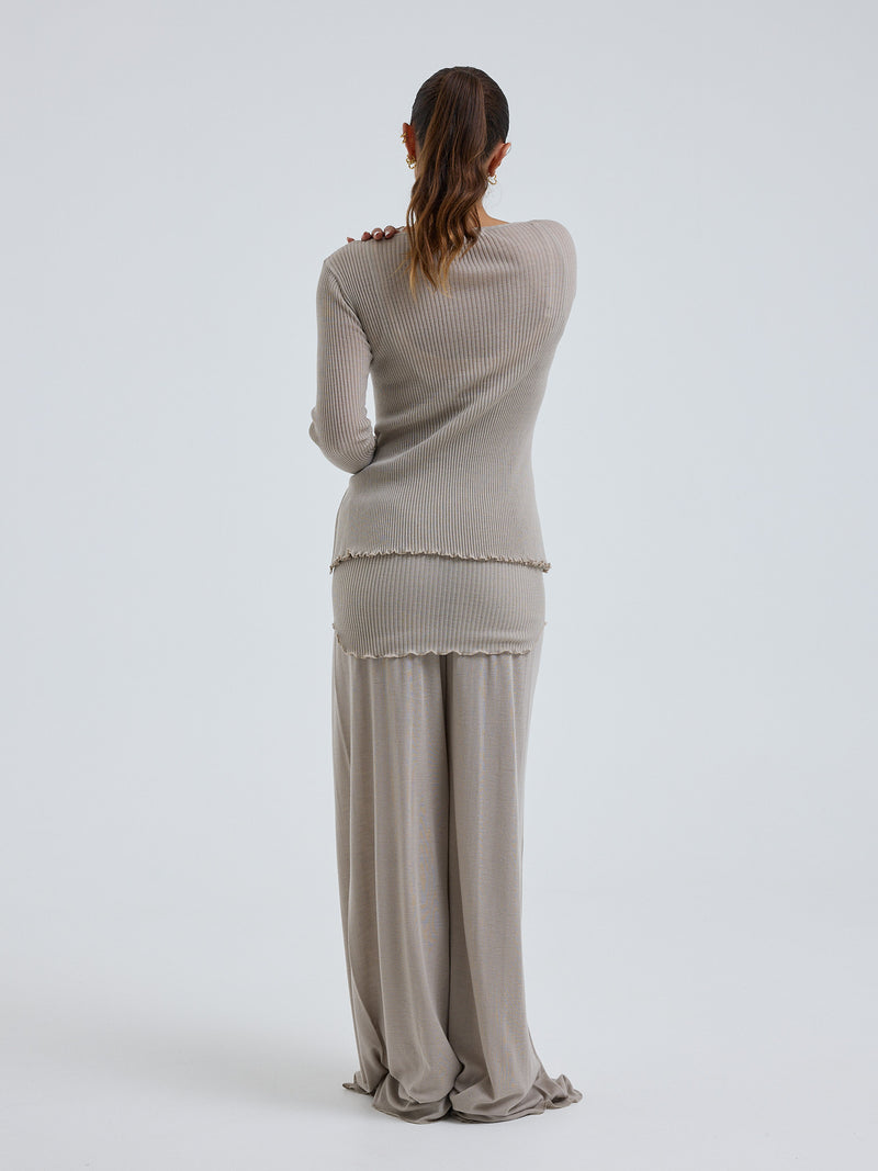 Seamless Basic Woolen Cardigan | Merinowolle Cardigan Beige