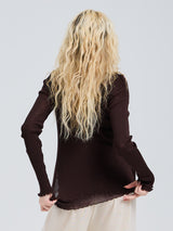 Seamless Basic Woolen Cardigan | Merinowolle Cardigan Dark Brown