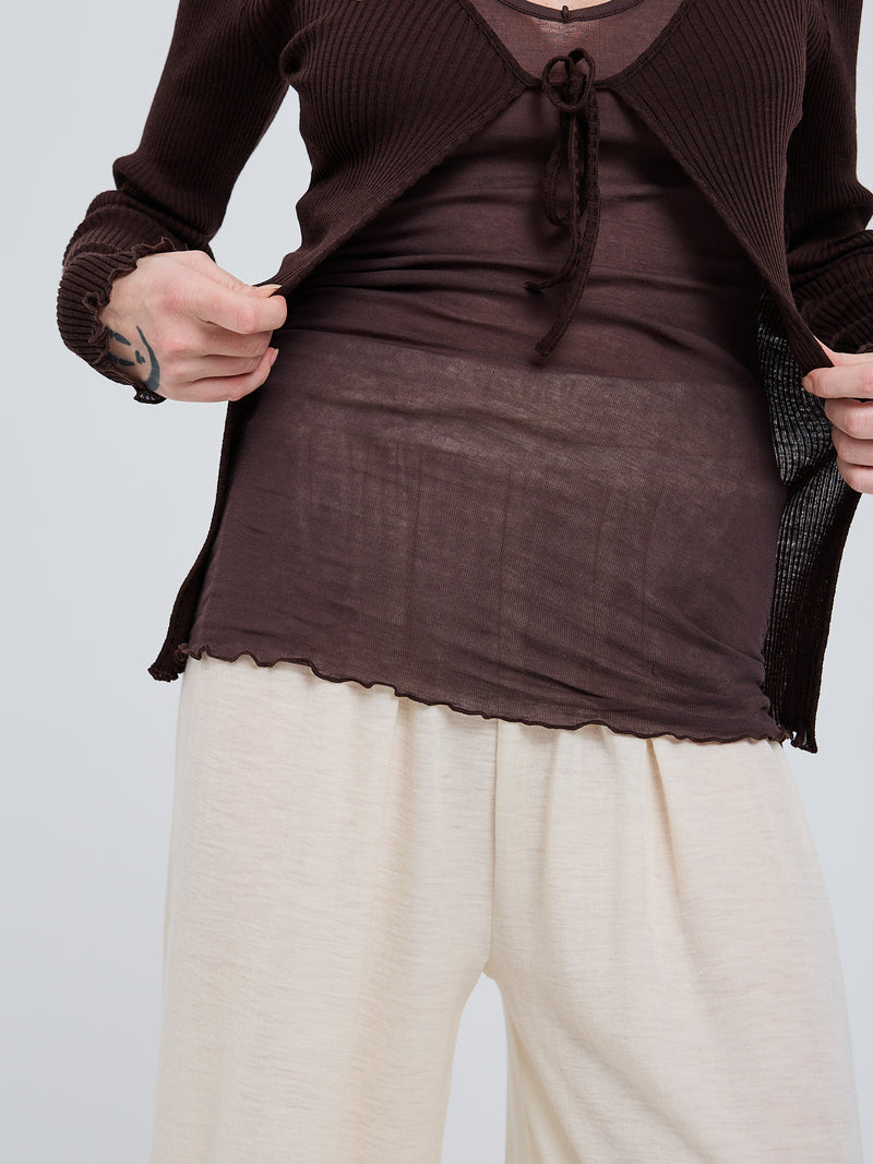 Seamless Basic Woolen Cardigan | Merinowolle Cardigan Dark Brown