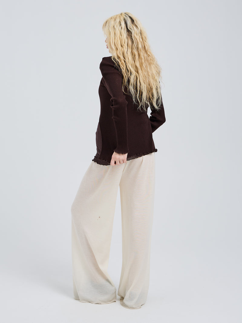 Seamless Basic Woolen Cardigan | Merinowolle Cardigan Dark Brown