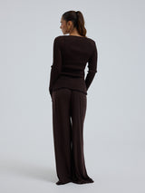 Seamless Basic Woolen Cardigan | Merinowolle Cardigan Dark Brown