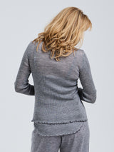 Seamless Basic Woolen Cardigan | Merinowolle Cardigan Grey Melange