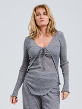 Seamless Basic Woolen Cardigan | Merinowolle Cardigan Grey Melange