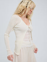 Seamless Basic Woolen Cardigan | Merinowolle Cardigan Off-White