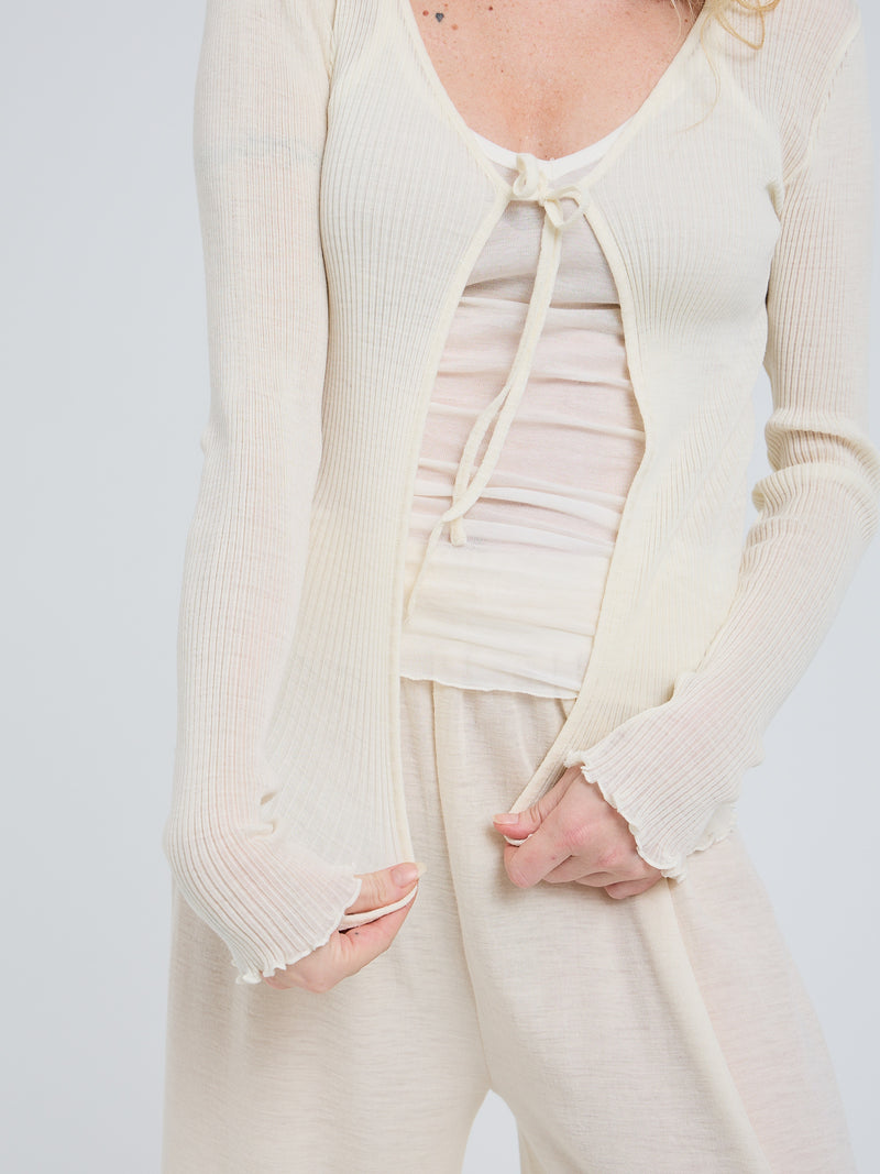 Seamless Basic Woolen Cardigan | Merinowolle Cardigan Off-White