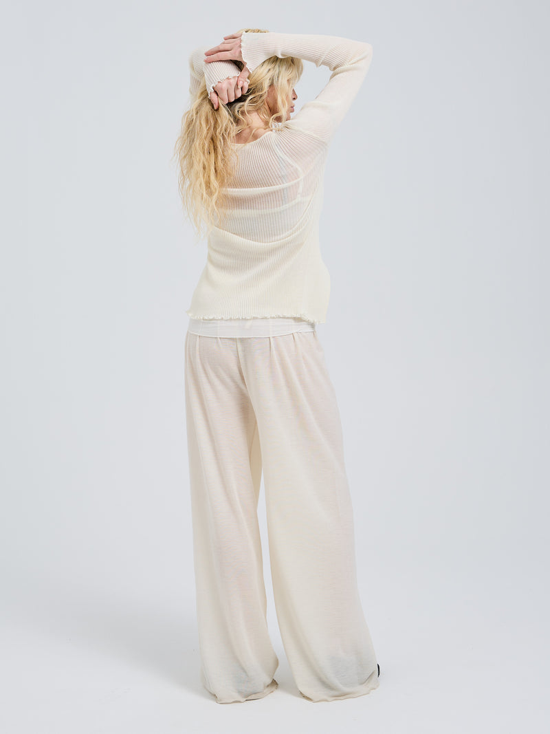 Seamless Basic Woolen Cardigan | Merinowolle Cardigan Off-White