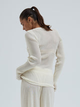 Seamless Basic Woolen Classic Blouse | Merinowolle L/S T-Shirt Off-White