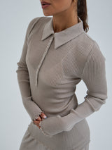 Seamless Basic Woolen Classic Polo | Merinowolle L/S T-Shirt Beige