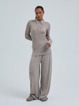Seamless Basic Woolen Classic Polo | Merinowolle L/S T-Shirt Beige