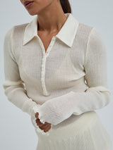 Seamless Basic Woolen Classic Polo | Merinowolle L/S T-Shirt Off-White