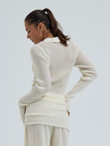 Seamless Basic Woolen Classic Polo | Merinowolle L/S T-Shirt Off-White