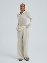 Seamless Basic Woolen Classic Polo | Merinowolle L/S T-Shirt Off-White