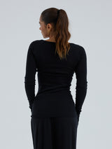 Seamless Basic Woolen Jade | Merinowolle L/S T-Shirt Black