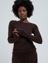 Seamless Basic Woolen Jade | Merinowolle L/S T-Shirt Dark Brown