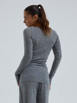 Seamless Basic Woolen Jade | Merinowolle L/S T-Shirt Grey Melange