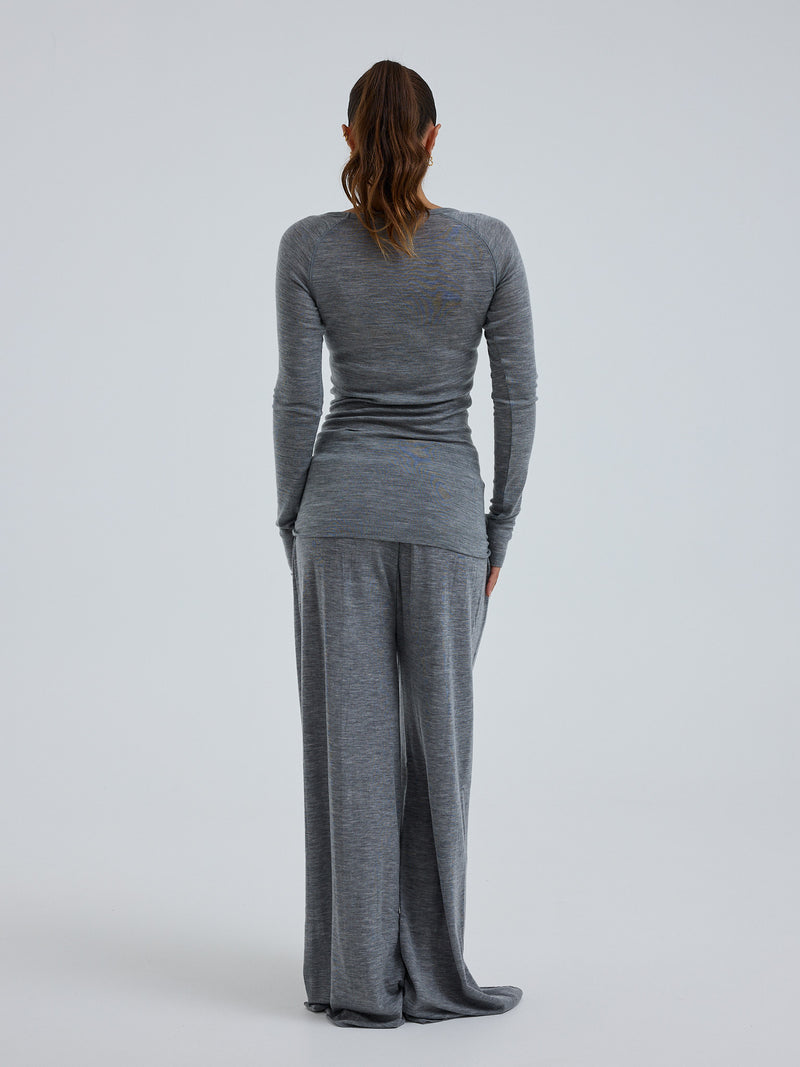 Seamless Basic Woolen Jade | Merinowolle L/S T-Shirt Grey Melange