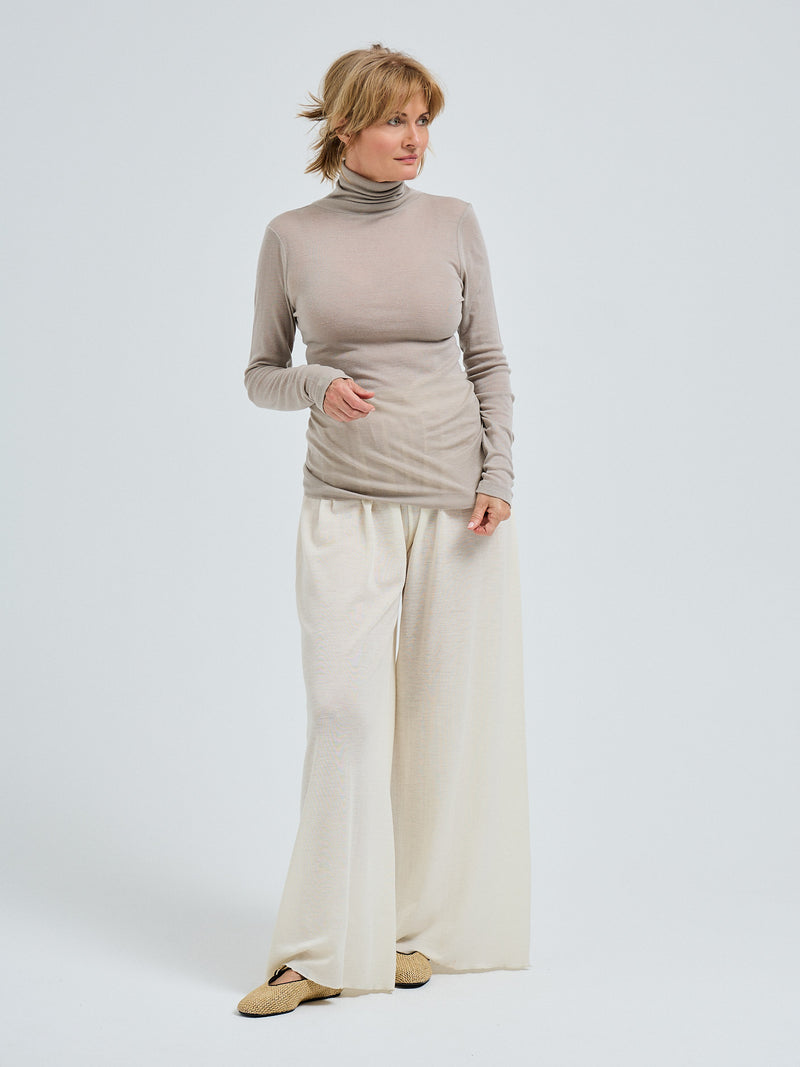 Seamless Basic Woolen Lola | Merinowolle Roll Neck Beige