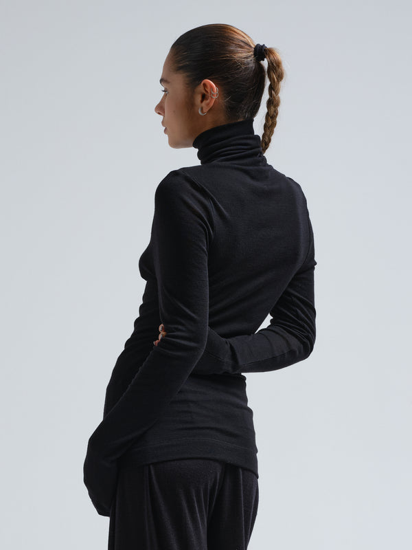 Seamless Basic Woolen Lola | Merinowolle Roll Neck Black