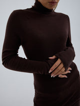 Seamless Basic Woolen Lola | Merinowolle Roll Neck Dark Brown