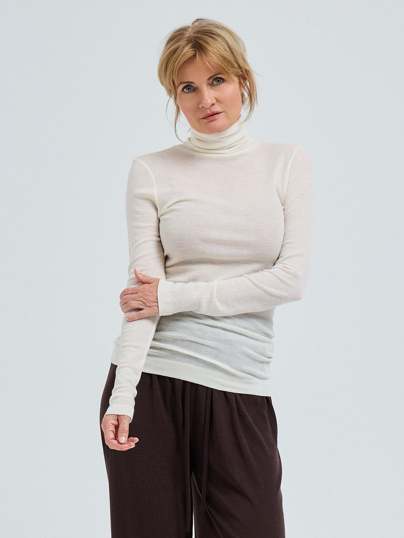 Seamless Basic Woolen Lola | Merinowolle Roll Neck Off-White