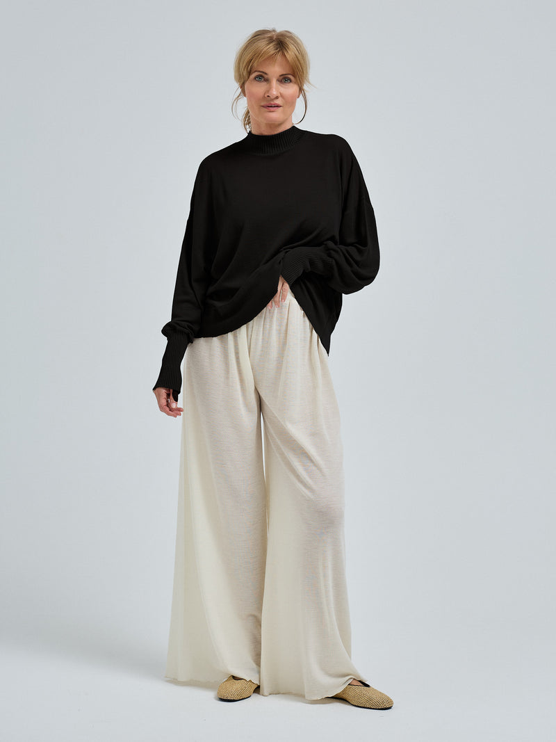 Seamless Basic Woolen Sporty Sweat | Merinowolle Blouse Black