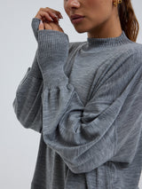 Seamless Basic Woolen Sporty Sweat | Merinowolle Blouse Grey Melange