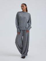Seamless Basic Woolen Sporty Sweat | Merinowolle Blouse Grey Melange
