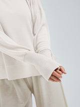 Seamless Basic Woolen Sporty Sweat | Merinowolle Blouse Off-White