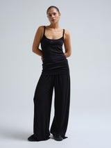 Seamless Basic Woolen Viola | Merinowolle Strap Top Black