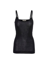 Seamless Basic Woolen Viola | Merinowolle Strap Top Black