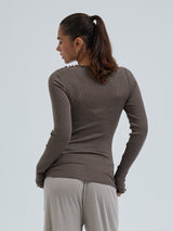 Seamless Basic Wooly Boat Neck | Wolle Seide Blouse Fungi