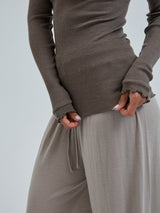 Seamless Basic Wooly Boat Neck | Wolle Seide Blouse Fungi